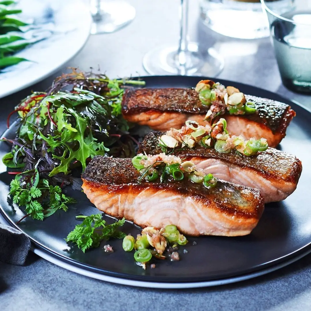 A freshly prepared salmon dish